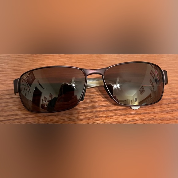 Maui Jim Black Coral Polarized Rectangle Sunglasses in Bronze - Picture 7 of 9